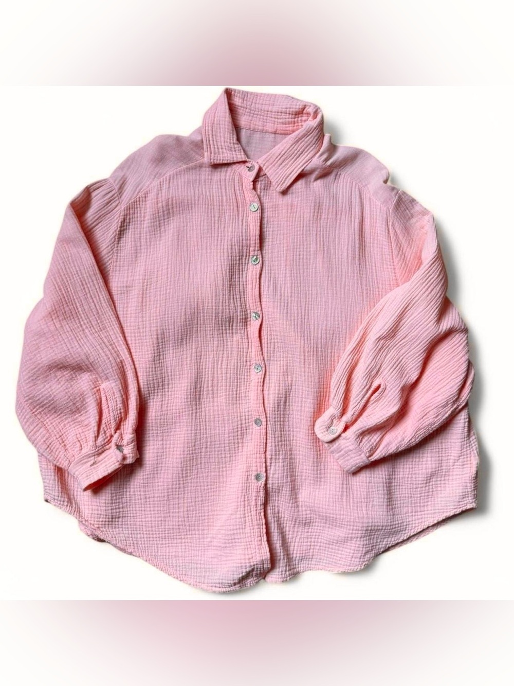 Made in Italy Salmon Pink Gauze Button-Up Shirt 100% Cotton